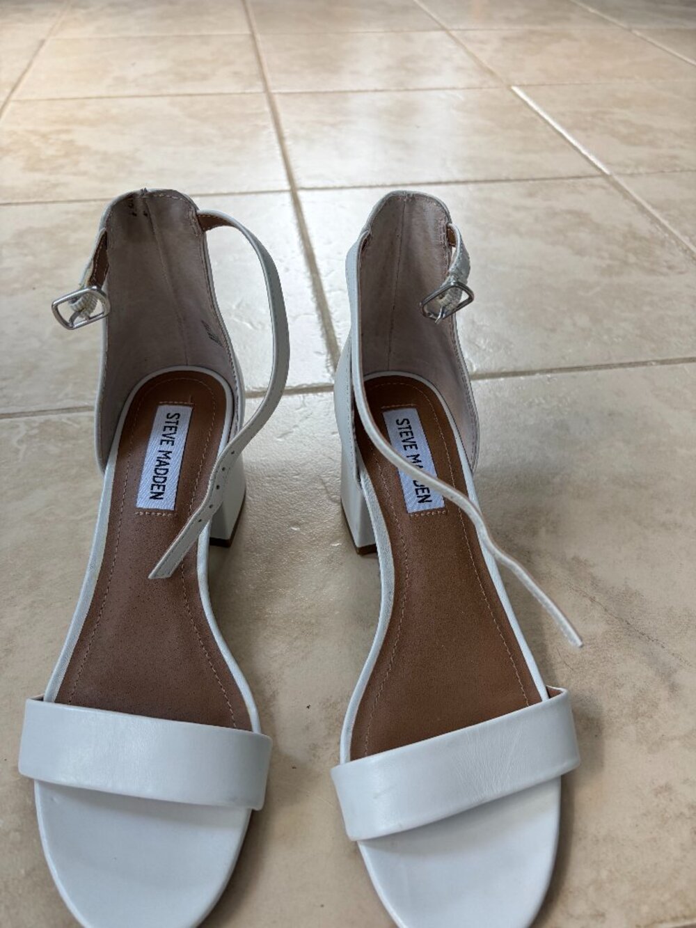 Steve Madden Irenee Ankle Strap Sandal Size 7 in Ivory
